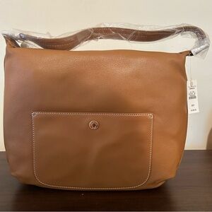 NWT Talbots Purse Shoulder Bag Tote Tan Brown Slouchy Neutral